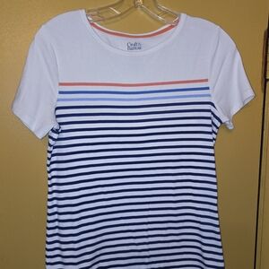 Croft & Barrow Women's Striped White and Blue Top